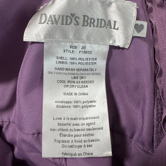 David's Bridal style F15633 long crinkle chiffon dress twist front lavender 20 - Picture 8 of 13